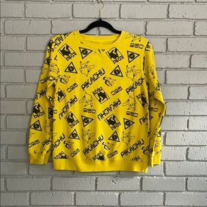 Boys Pokemon Pikachu Yellow and Black Crewneck Sweatshirt